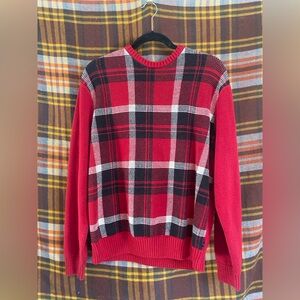 Red/multicolored plaid sweater